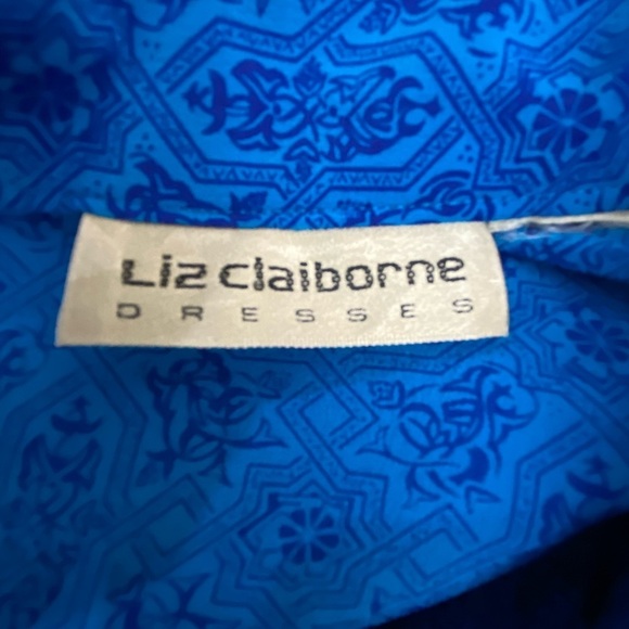 Liz Claiborne Geometric Vintage Shirt Dress Blue size Medium - Picture 10 of 16